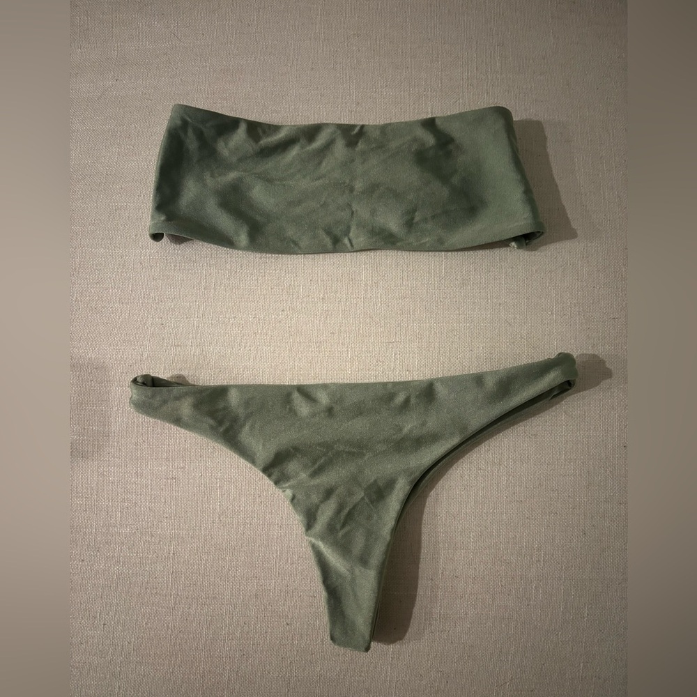 Green Strapless Bikini Set